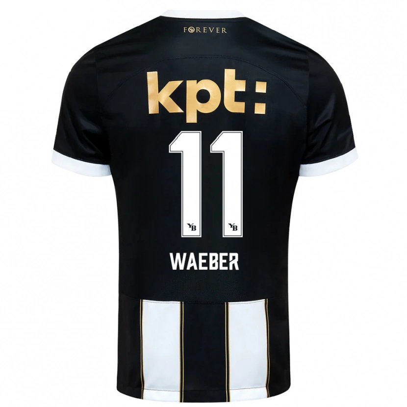 Danxen Kinder Stéphanie Waeber #11 Schwarz Weiß Auswärtstrikot Trikot 2025/26 T-Shirt Österreich