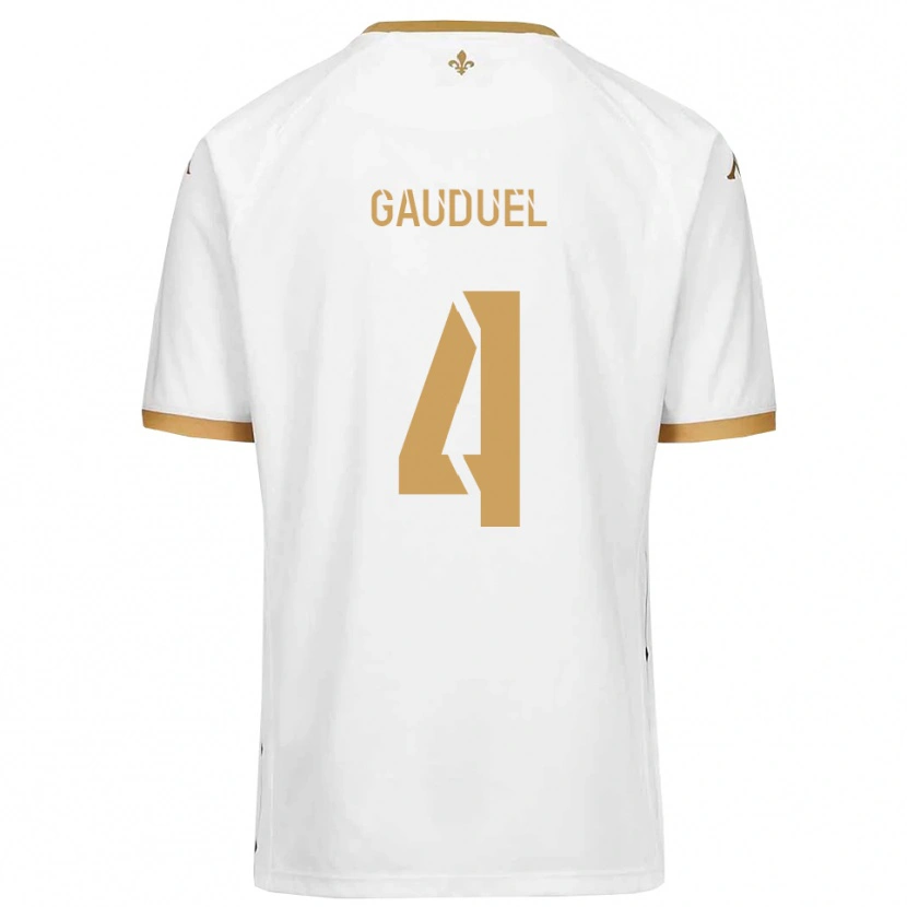Danxen Kinder Sacha Gauduel #4 Weiß Gold Auswärtstrikot Trikot 2025/26 T-Shirt Österreich