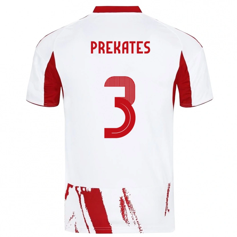 Danxen Kinder Vasilios Prekates #3 Weiß Rot Auswärtstrikot Trikot 2025/26 T-Shirt Österreich