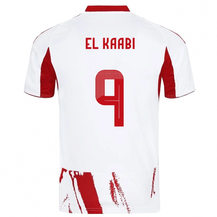 Danxen Kinder Ayoub El Kaabi #9 Weiß Rot Auswärtstrikot Trikot 2025/26 T-Shirt Österreich