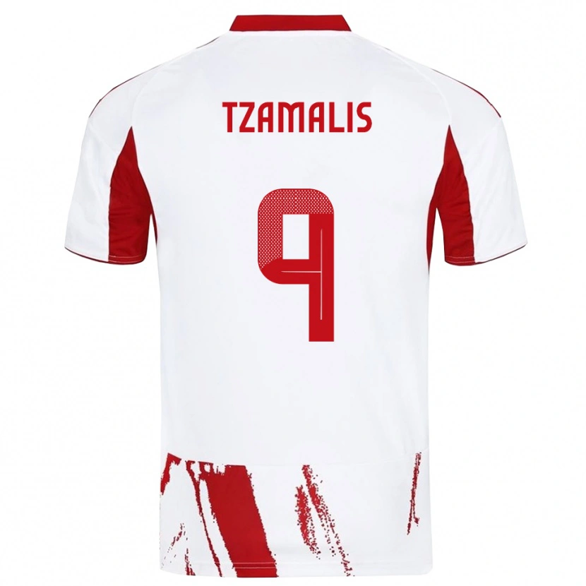 Danxen Kinder Alexandros Tzamalis #9 Weiß Rot Auswärtstrikot Trikot 2025/26 T-Shirt Österreich