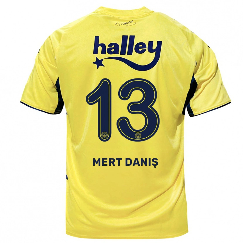 Danxen Kinder Mustafa Mert Danış #13 Gelb Marineblau Auswärtstrikot Trikot 2025/26 T-Shirt Österreich
