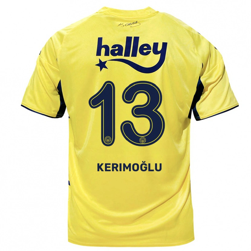 Danxen Kinder Zeynep Kerimoğlu #13 Gelb Marineblau Auswärtstrikot Trikot 2025/26 T-Shirt Österreich