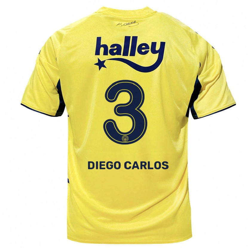 Danxen Kinder Diego Carlos #3 Gelb Marineblau Auswärtstrikot Trikot 2025/26 T-Shirt Österreich