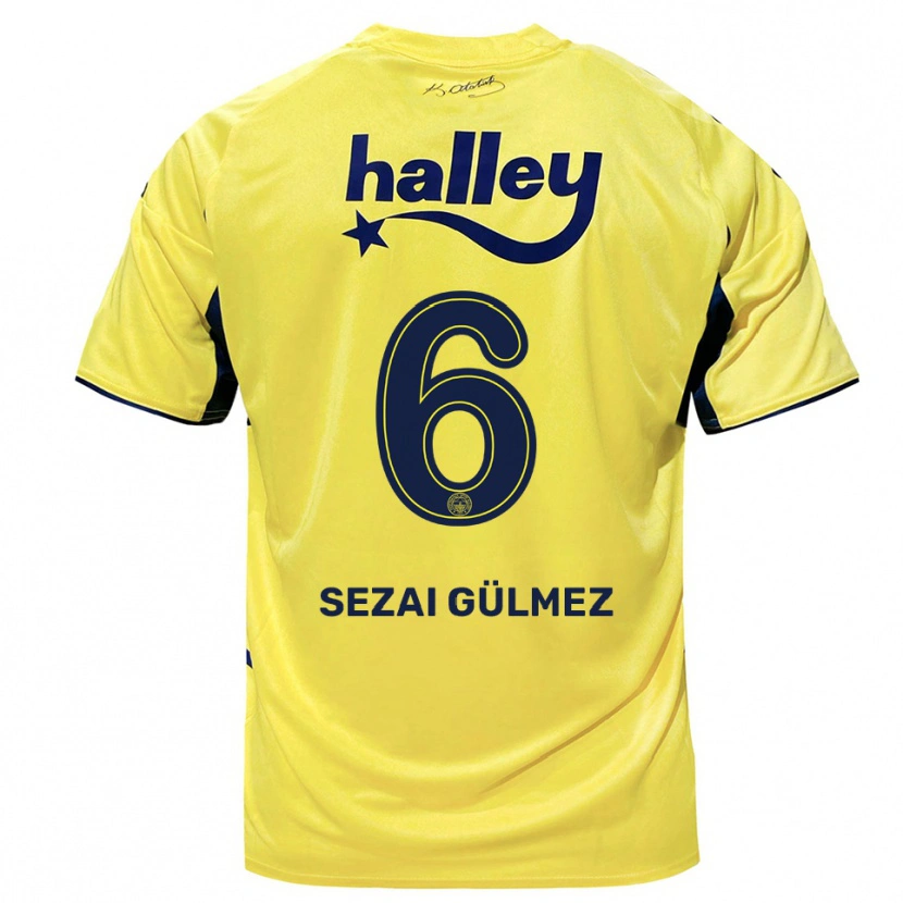 Danxen Kinder Mustafa Sezai Gülmez #6 Gelb Marineblau Auswärtstrikot Trikot 2025/26 T-Shirt Österreich