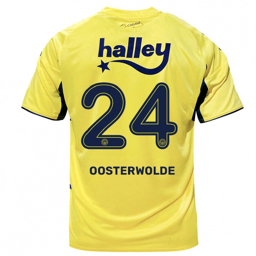 Danxen Kinder Jayden Oosterwolde #24 Gelb Marineblau Auswärtstrikot Trikot 2025/26 T-Shirt Österreich