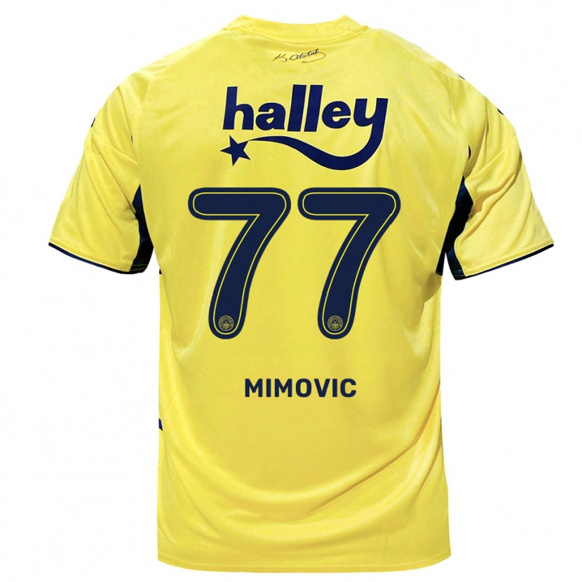 Danxen Kinder Ognjen Mimovic #77 Gelb Marineblau Auswärtstrikot Trikot 2025/26 T-Shirt Österreich