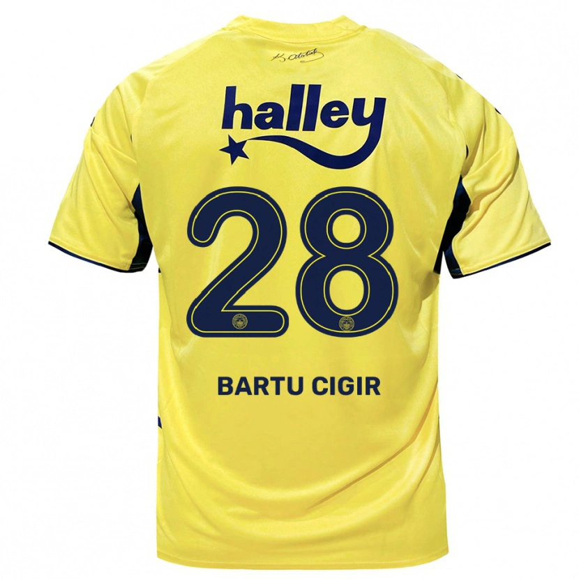 Danxen Kinder Can Bartu Çığır #28 Gelb Marineblau Auswärtstrikot Trikot 2025/26 T-Shirt Österreich