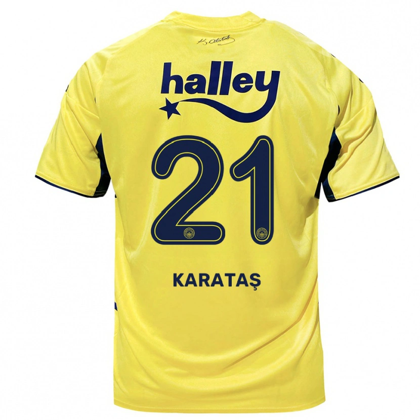 Danxen Kinder Haydar Karataş #21 Gelb Marineblau Auswärtstrikot Trikot 2025/26 T-Shirt Österreich