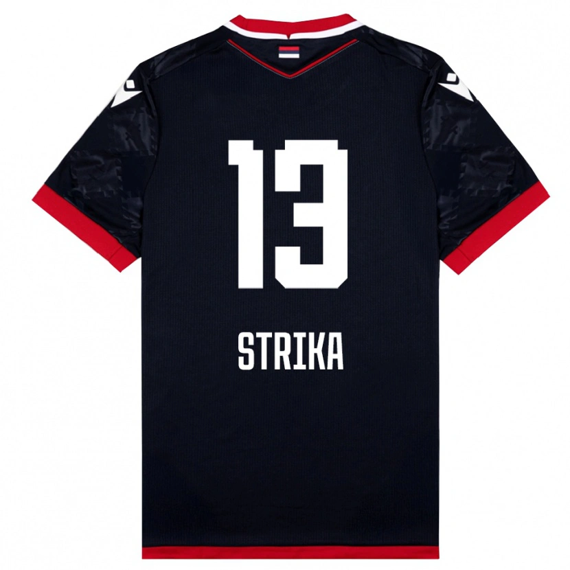 Danxen Kinder Matej Strika #13 Schwarz Rot Auswärtstrikot Trikot 2025/26 T-Shirt Österreich
