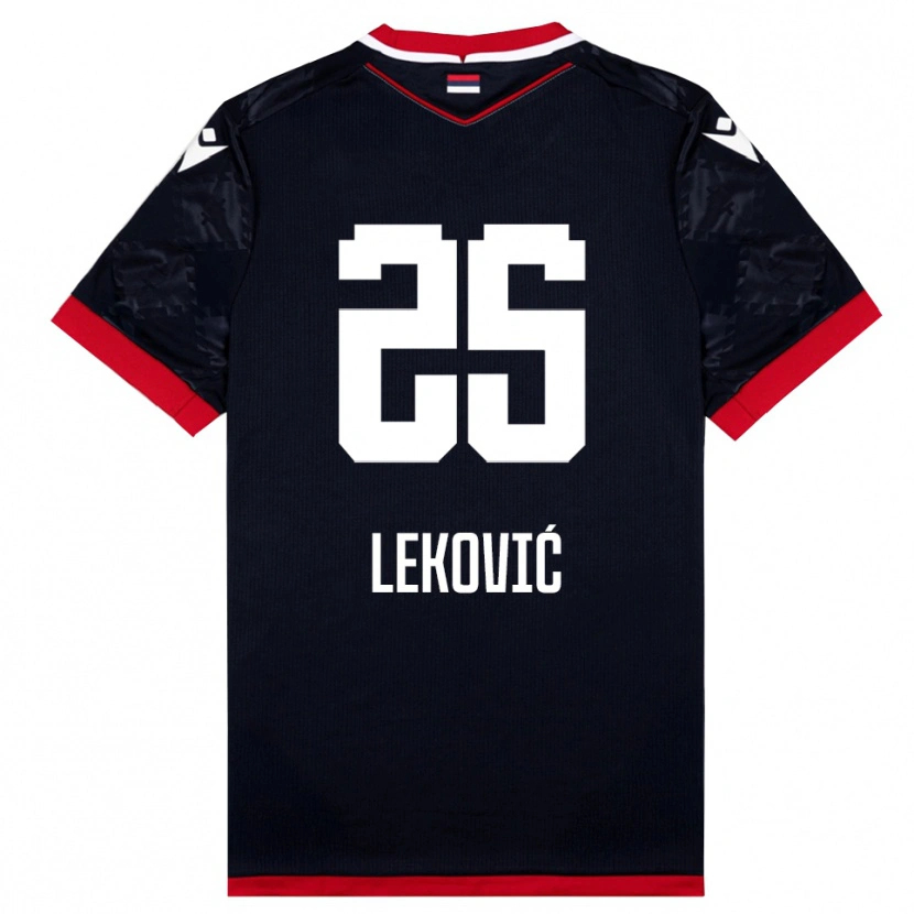 Danxen Kinder Stefan Leković #25 Schwarz Rot Auswärtstrikot Trikot 2025/26 T-Shirt Österreich