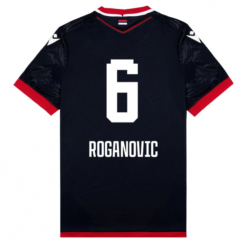 Danxen Kinder Vuk Roganovic #6 Schwarz Rot Auswärtstrikot Trikot 2025/26 T-Shirt Österreich