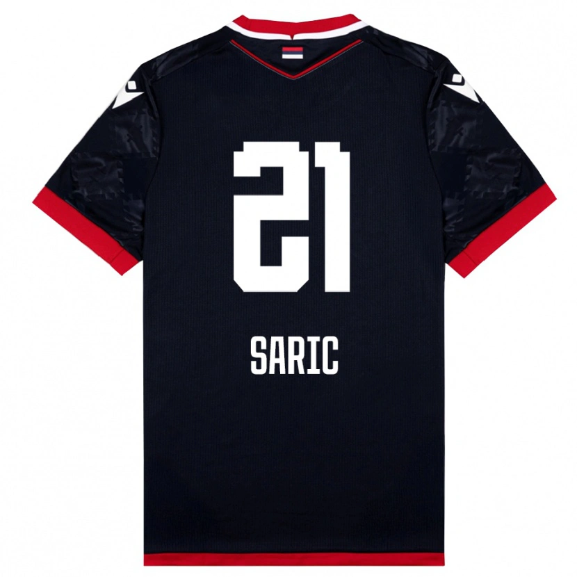 Danxen Kinder Dimitrije Saric #21 Schwarz Rot Auswärtstrikot Trikot 2025/26 T-Shirt Österreich