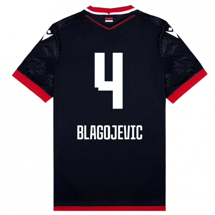 Danxen Kinder Niksa Blagojevic #4 Schwarz Rot Auswärtstrikot Trikot 2025/26 T-Shirt Österreich