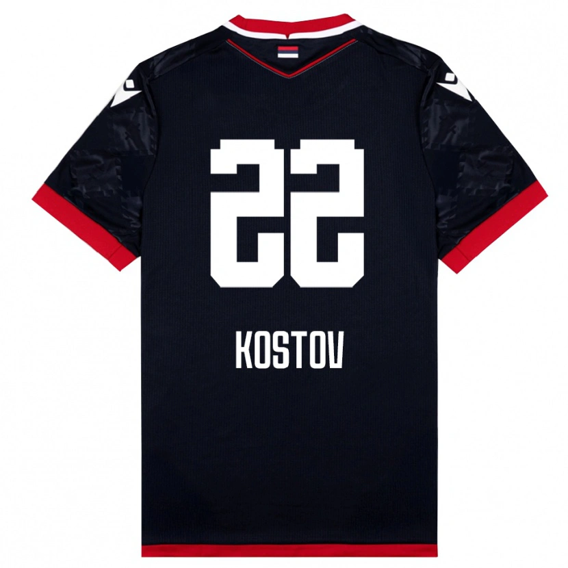 Danxen Kinder Vasilije Kostov #22 Schwarz Rot Auswärtstrikot Trikot 2025/26 T-Shirt Österreich