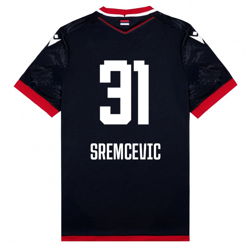 Danxen Kinder Uros Sremcevic #31 Schwarz Rot Auswärtstrikot Trikot 2025/26 T-Shirt Österreich
