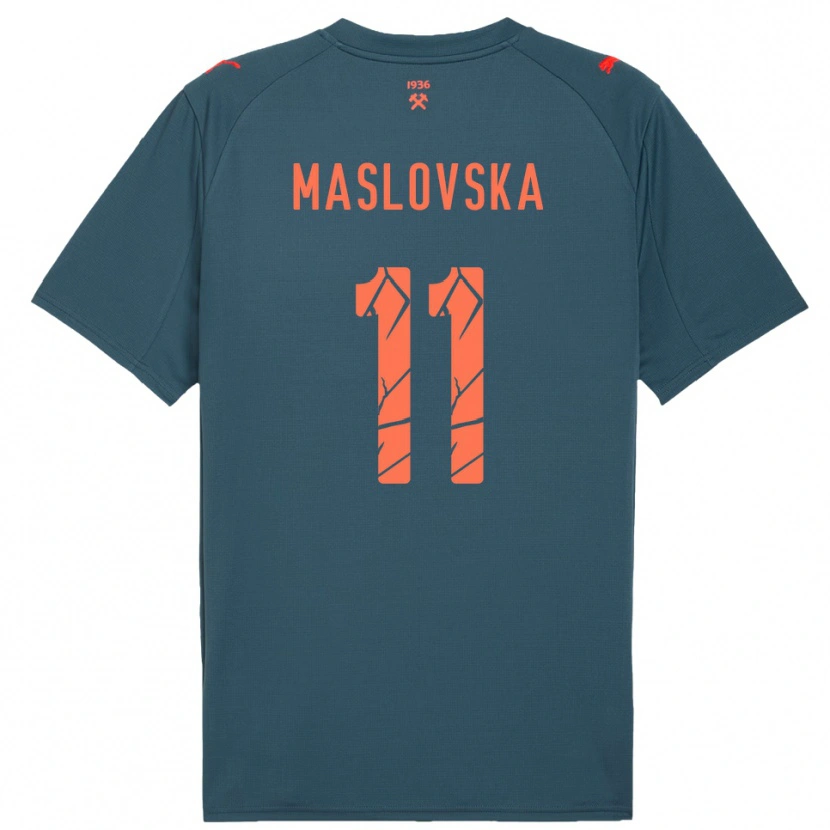 Danxen Kinder Yelyzaveta Maslovska #11 Marineblau Rot Auswärtstrikot Trikot 2025/26 T-Shirt Österreich
