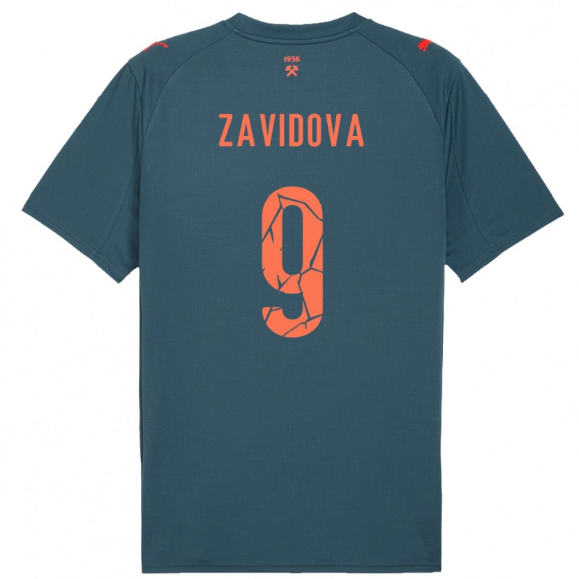 Danxen Kinder Yuliana Zavidova #9 Marineblau Rot Auswärtstrikot Trikot 2025/26 T-Shirt Österreich
