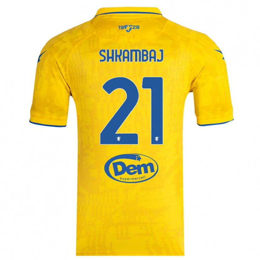 Danxen Herren Ardit Shkambaj #21 Gelb Blau Heimtrikot Trikot 2025/26 T-Shirt Österreich