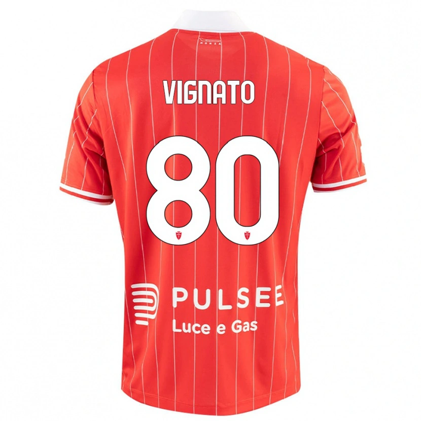 Danxen Herren Samuele Vignato #80 Rot Weiß Heimtrikot Trikot 2025/26 T-Shirt Österreich