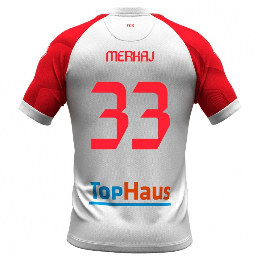Danxen Herren Silvio Merkaj #33 Weiß Rot Heimtrikot Trikot 2025/26 T-Shirt Österreich