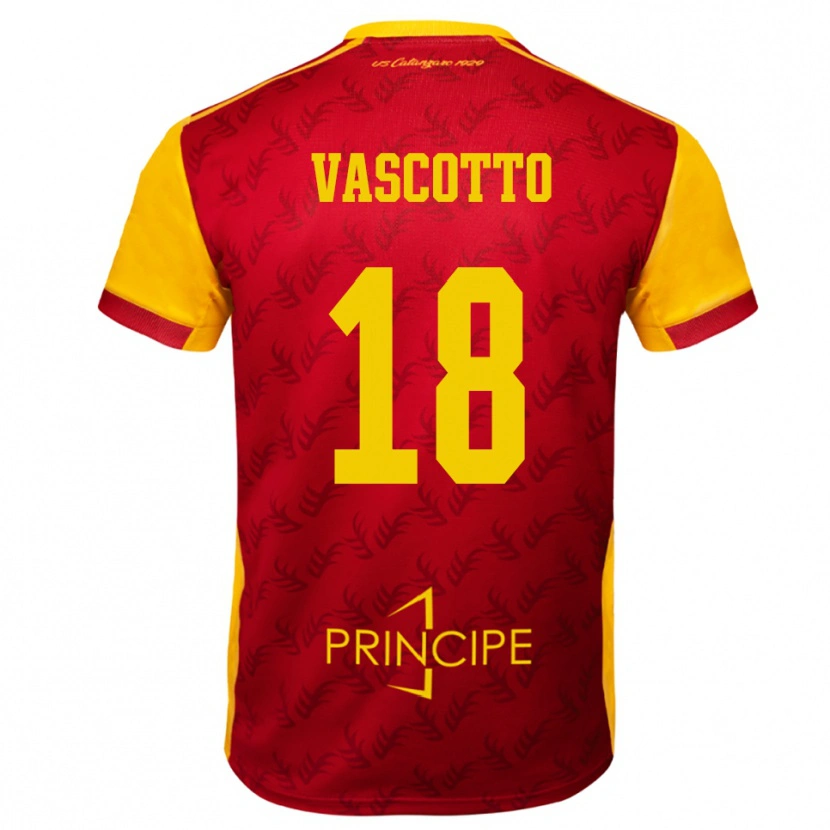 Danxen Herren Edoardo Vascotto #18 Gelb Rot Heimtrikot Trikot 2025/26 T-Shirt Österreich
