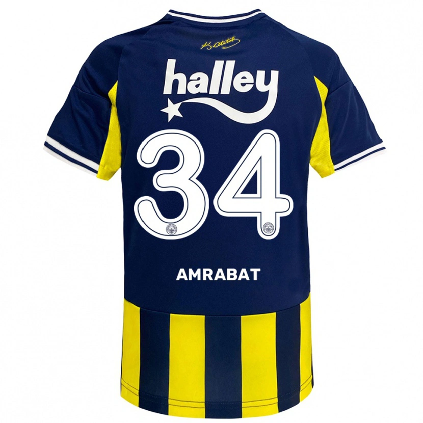 Danxen Herren Sofyan Amrabat #34 Gelb Marineblau Weiß Heimtrikot Trikot 2025/26 T-Shirt Österreich
