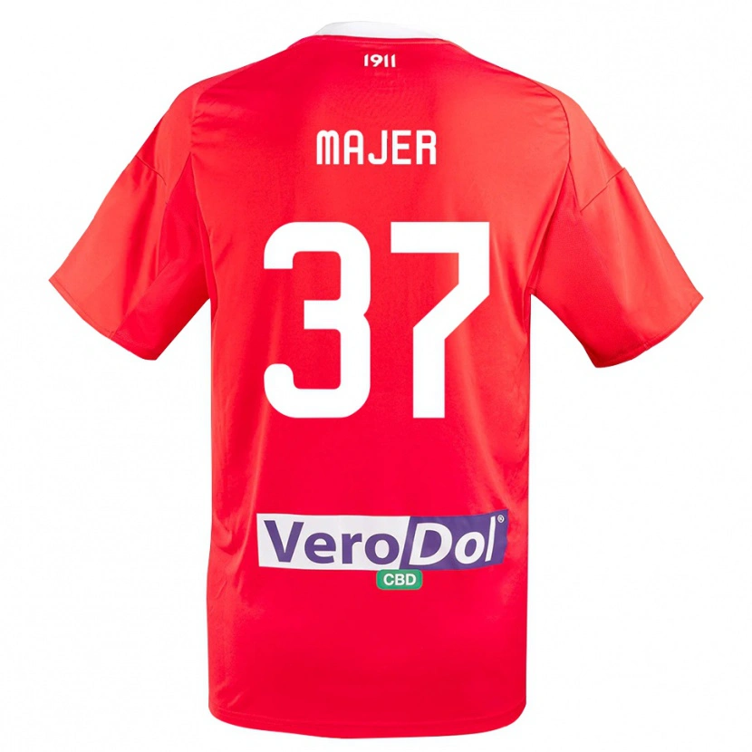 Danxen Herren Zan Majer #37 Rot Weiß Auswärtstrikot Trikot 2025/26 T-Shirt Österreich