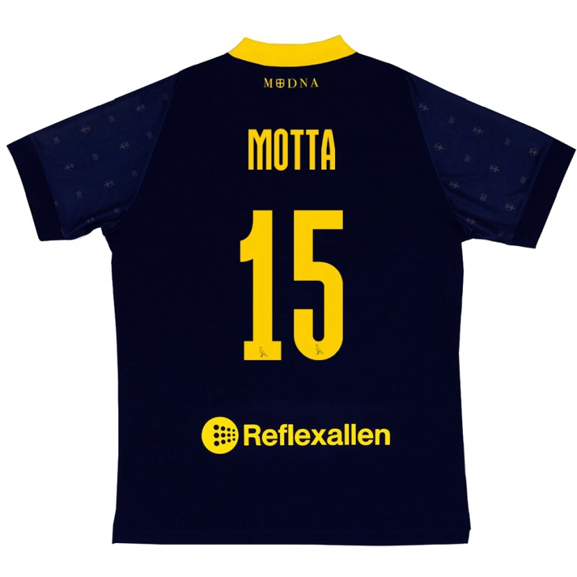 Danxen Herren Nicolò Motta #15 Marineblau Gelb Auswärtstrikot Trikot 2025/26 T-Shirt Österreich