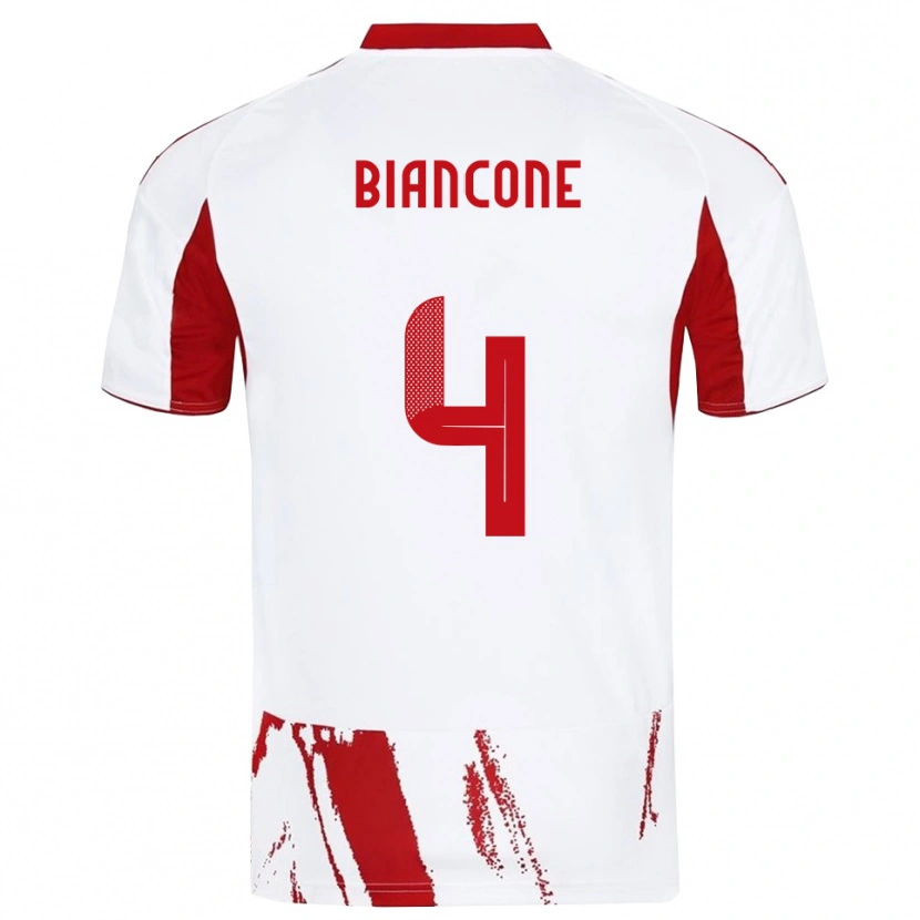 Danxen Herren Giulian Biancone #4 Weiß Rot Auswärtstrikot Trikot 2025/26 T-Shirt Österreich