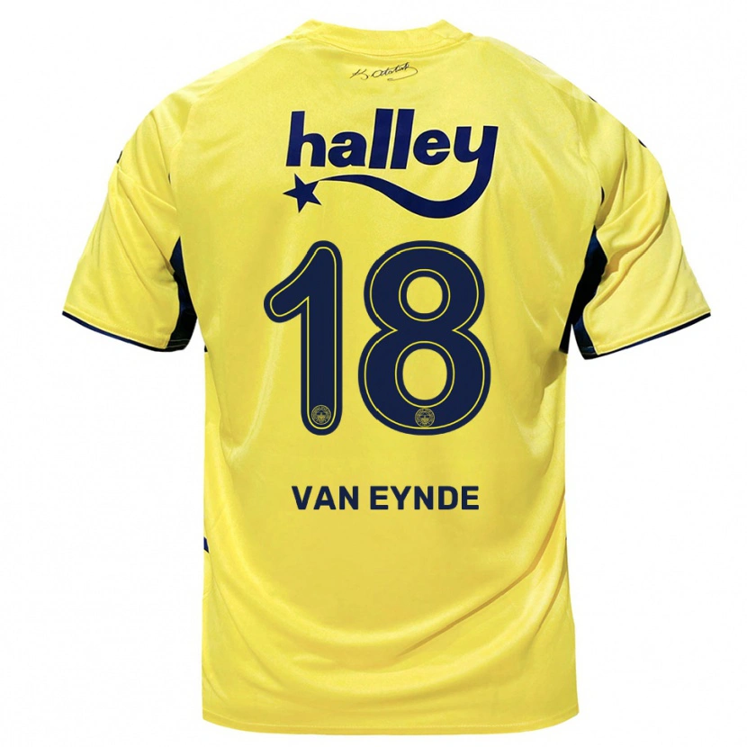 Danxen Herren Zoë Van Eynde #18 Gelb Marineblau Auswärtstrikot Trikot 2025/26 T-Shirt Österreich