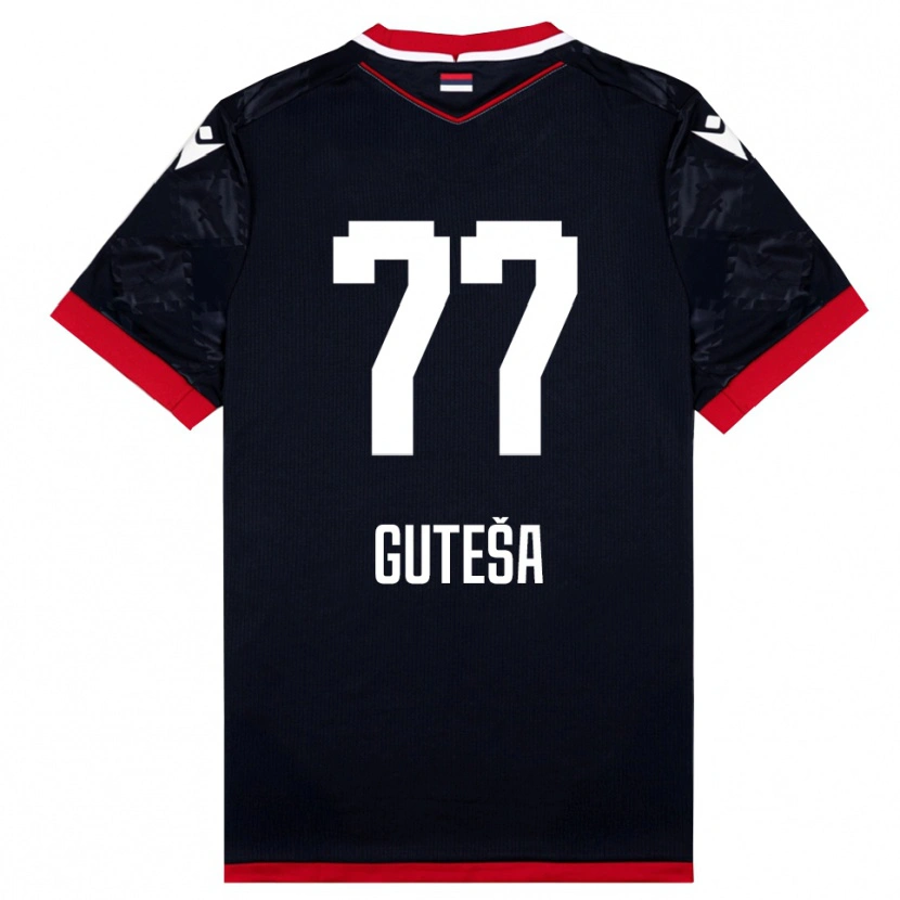 Danxen Herren Ivan Guteša #77 Schwarz Rot Auswärtstrikot Trikot 2025/26 T-Shirt Österreich