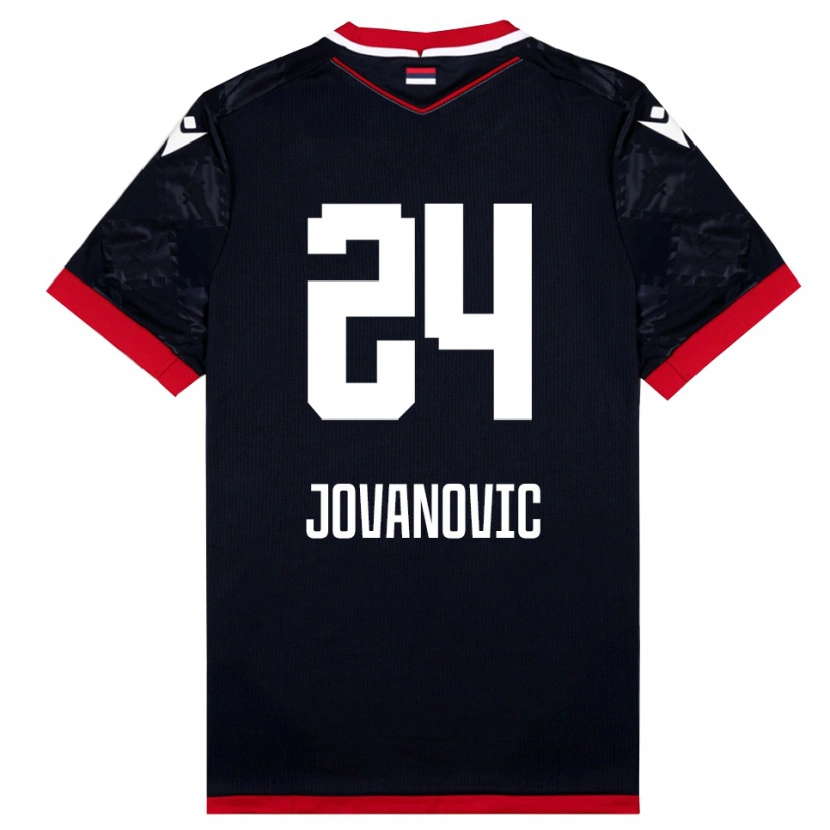 Danxen Herren Luka Jovanovic #24 Schwarz Rot Auswärtstrikot Trikot 2025/26 T-Shirt Österreich