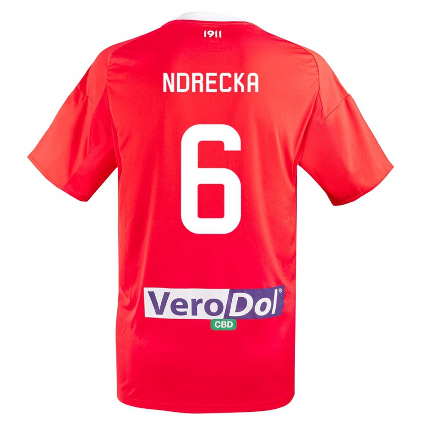 Danxen Damen Eros Ndrecka #6 Rot Weiß Auswärtstrikot Trikot 2025/26 T-Shirt Österreich