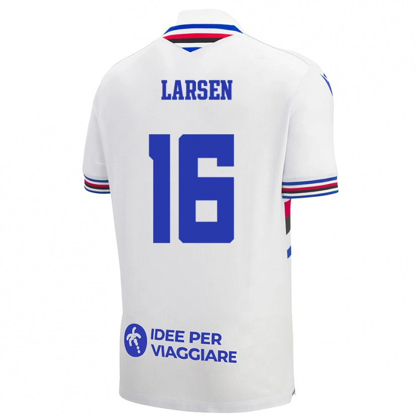 Danxen Damen Kathrine Østergaard Larsen #16 Weiß Blau Rot Auswärtstrikot Trikot 2025/26 T-Shirt Österreich