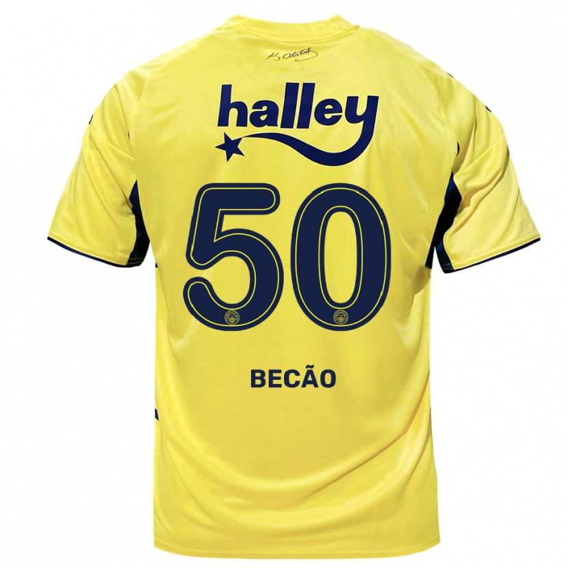 Danxen Damen Rodrigo Becão #50 Gelb Marineblau Auswärtstrikot Trikot 2025/26 T-Shirt Österreich