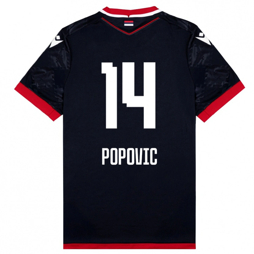 Danxen Damen Mihajlo Popovic #14 Schwarz Rot Auswärtstrikot Trikot 2025/26 T-Shirt Österreich