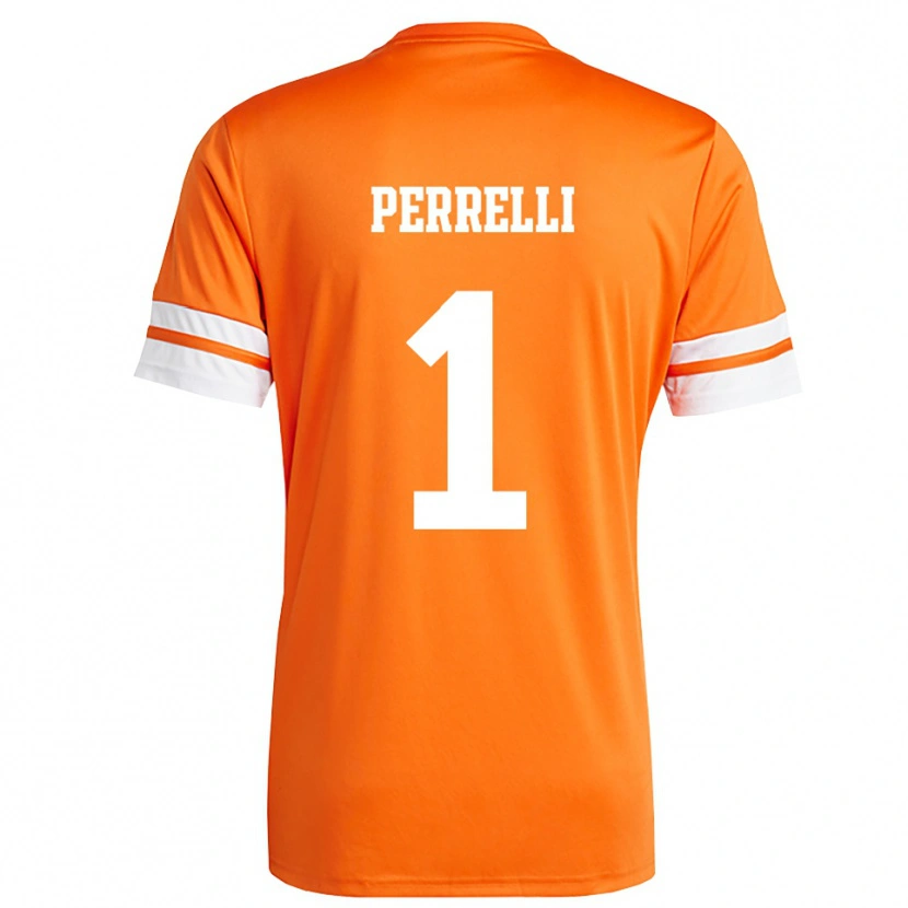 Danxen Kinder Samuele Perrelli #1 Trikot Orange Weiß Torwarttrikot 2025/26 Österreich