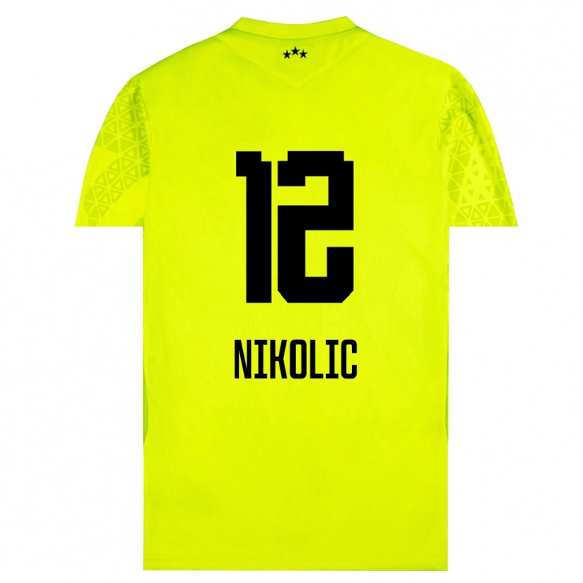 Danxen Kinder Uros Nikolic #12 Trikot Gelb Grün Schwarz Torwarttrikot 2025/26 Österreich