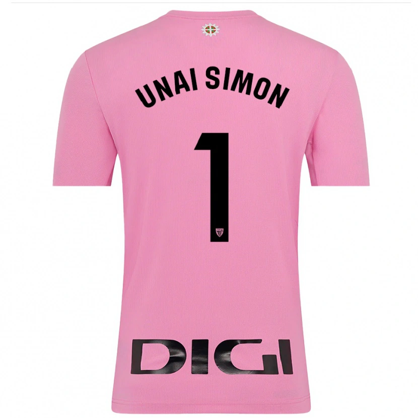 Danxen Kinder Unai Simón #1 Trikot Pink Schwarz Torwarttrikot 2025/26 Österreich
