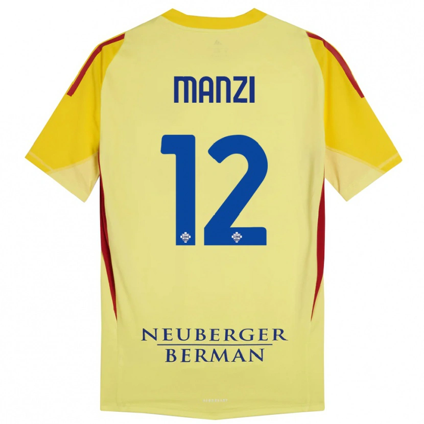 Danxen Kinder Federico Manzi #12 Trikot Hellgelb Schwarz Torwarttrikot 2025/26 Österreich