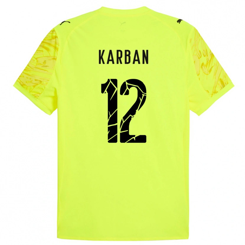 Danxen Kinder Yevheniia Karban #12 Trikot Grün Gelb Torwarttrikot 2025/26 Österreich