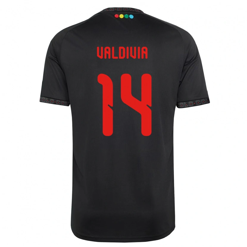 Danxen Kinder Felipe Valdivia #14 Schwarz Rot Auswärtstrikot Trikot 2026/27 T-Shirt Österreich