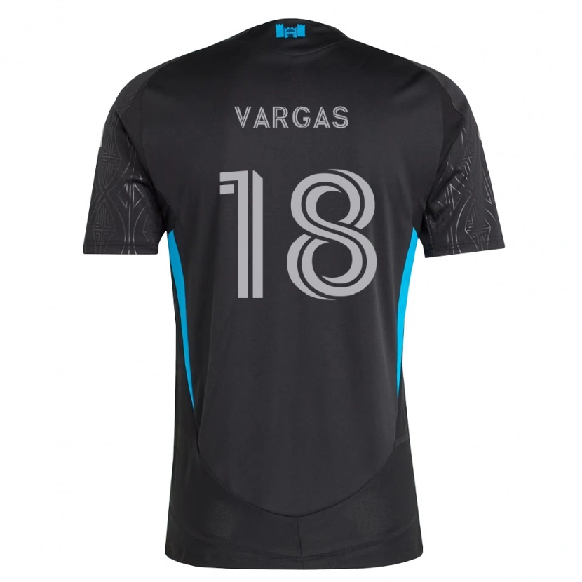 Danxen Kinder Kerwin Vargas #18 Schwarz Weiß Himmelblau Auswärtstrikot Trikot 2026/27 T-Shirt Österreich