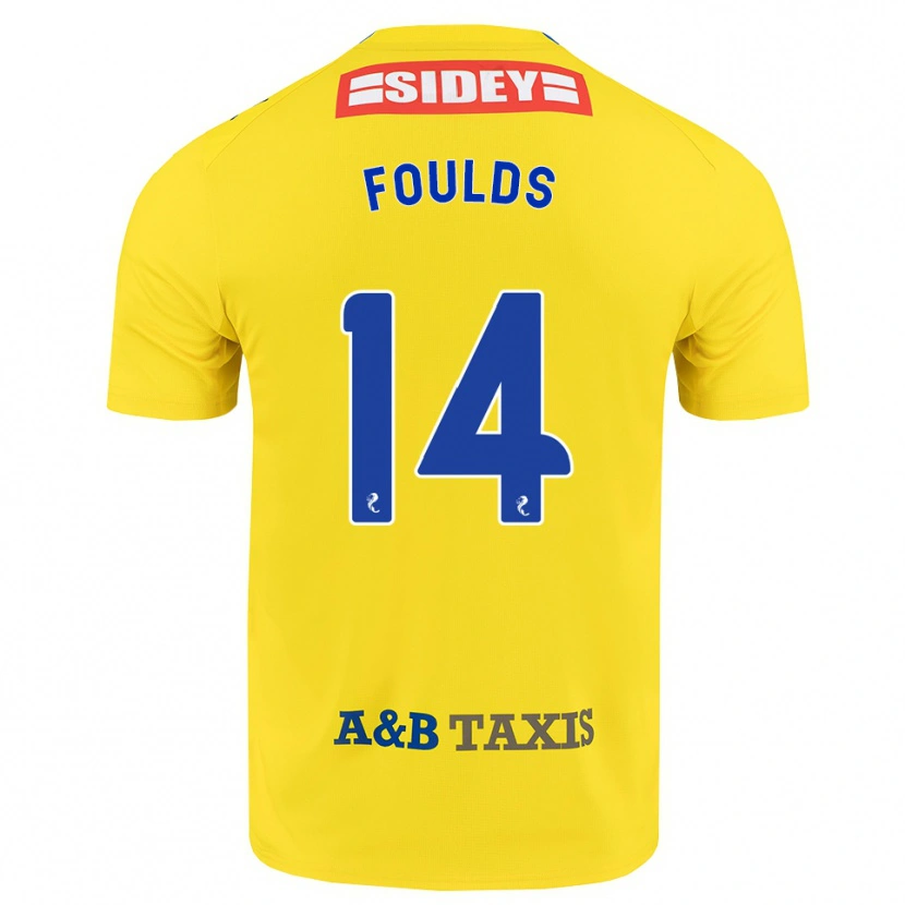 Danxen Kinder Matty Foulds #14 Gelb Blau Schwarz Auswärtstrikot Trikot 2026/27 T-Shirt Österreich