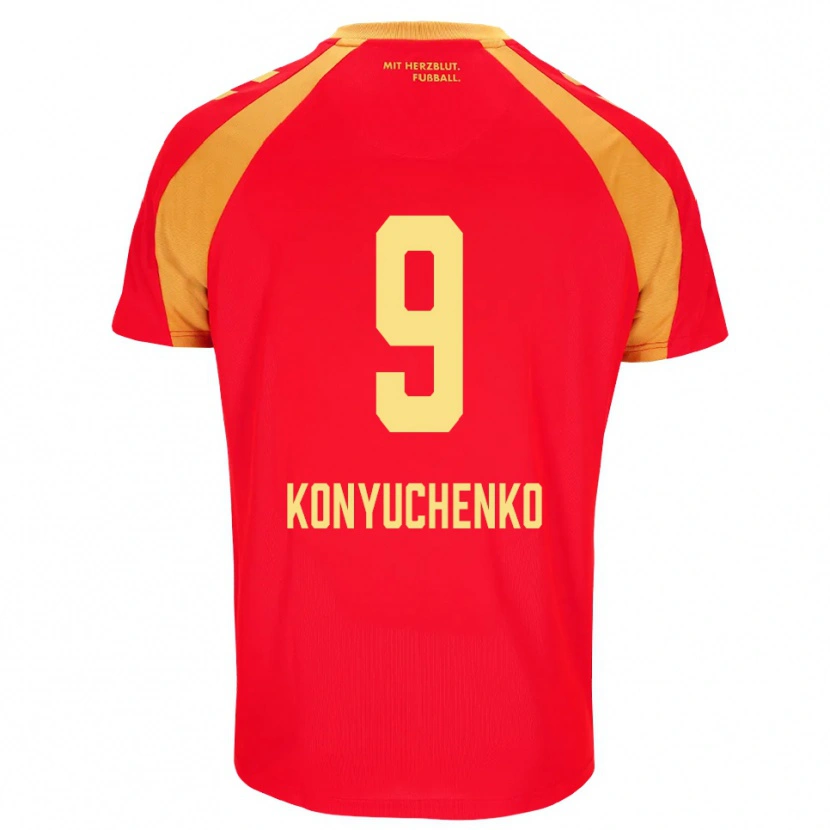 Danxen Kinder Yehor Konyuchenko #9 Rot Orange Schwarz Auswärtstrikot Trikot 2026/27 T-Shirt Österreich
