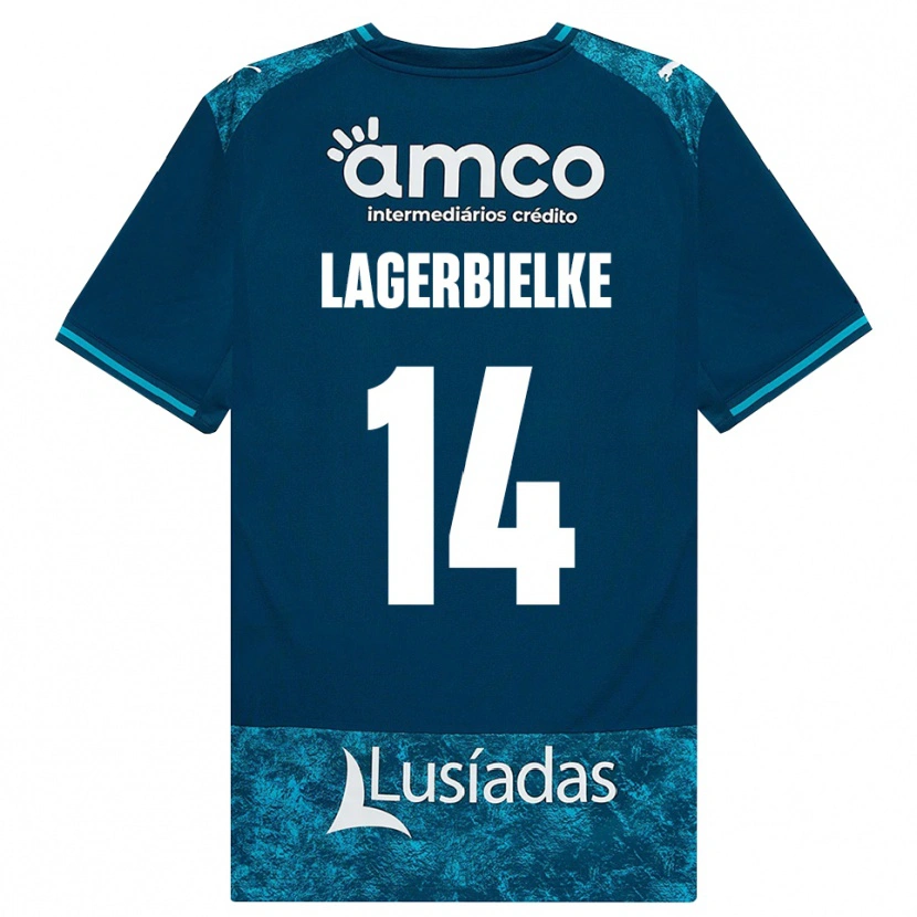 Danxen Kinder Gustaf Lagerbielke #14 Dunkelschiefergrau Mitteltuerkis Auswärtstrikot Trikot 2026/27 T-Shirt Österreich