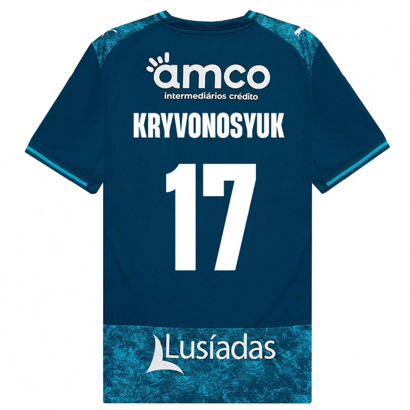 Danxen Kinder Leonardo Kryvonosyuk #17 Dunkelschiefergrau Mitteltuerkis Auswärtstrikot Trikot 2026/27 T-Shirt Österreich