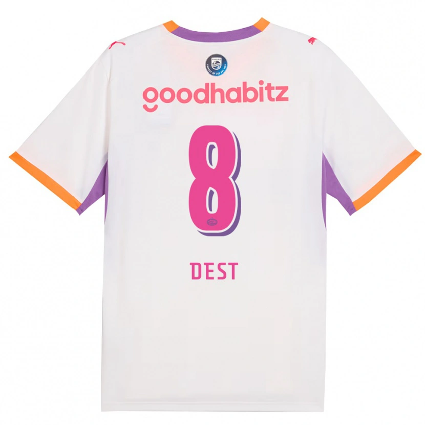 Danxen Kinder Sergiño Dest #8 Weiß Violett Orange Auswärtstrikot Trikot 2026/27 T-Shirt Österreich
