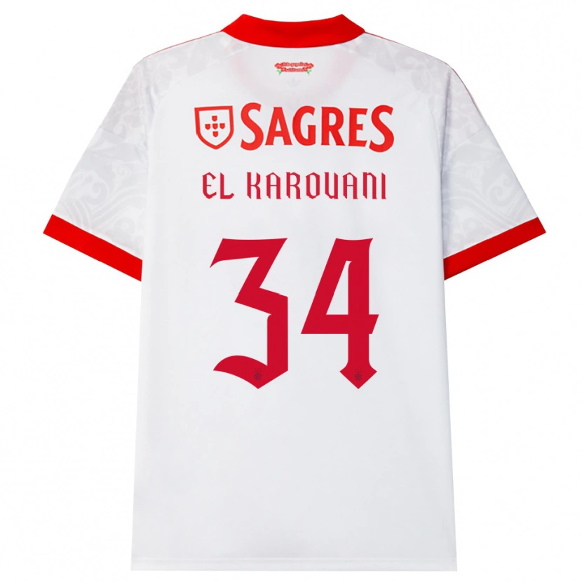 Danxen Kinder Souffian El Karouani #34 Weiß Rot Gelb Auswärtstrikot Trikot 2026/27 T-Shirt Österreich